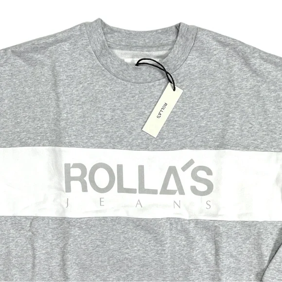 NWT Rollas Split Logo Sweater Grey Marle Size 14/XL - Picture 6 of 8